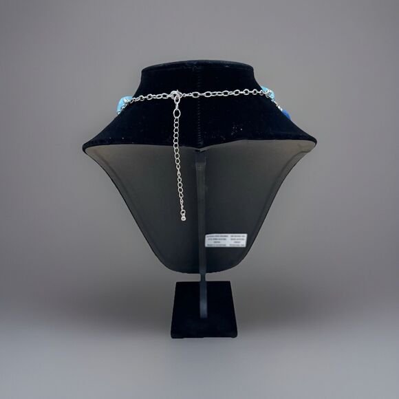 Vintage Chunky Blue Beaded Necklace – 1960s Mod Double Strand Acrylic Beads - Picture 4 of 4